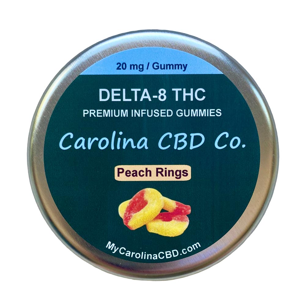 Carolina CBD Company Peach Rings Delta-8 Gummies 20 mg CBD / Gummy