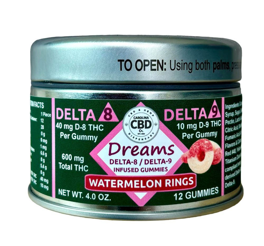 Dreams Watermelon Rings Delta-8 and Delta-9 THC 50mg Gummies