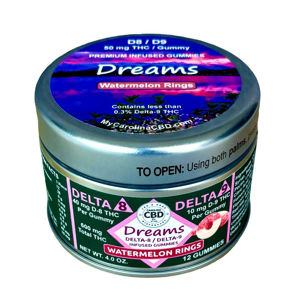 Dreams Watermelon Rings Delta-8 and Delta-9 THC 50mg Gummies
