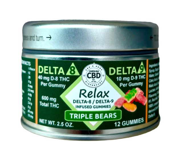 Relax Triple Bears Delta-8 and Delta-9 THC 50mg Gummies